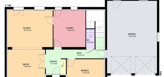 Plan de maison Surface terrain 158 m2 - 6 pièces - 5  chambres -  avec garage 