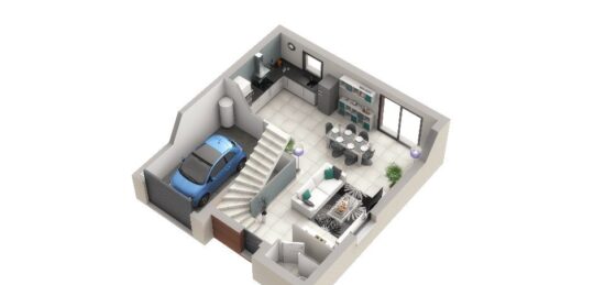 Plan de maison Surface terrain 87 m2 - 5 pièces - 4  chambres -  avec garage 