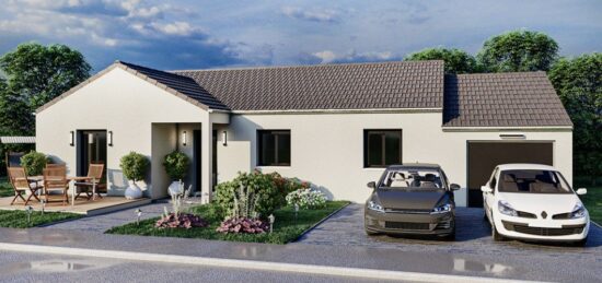 Plan de maison Surface terrain 90 m2 - 4 pièces - 3  chambres -  avec garage 