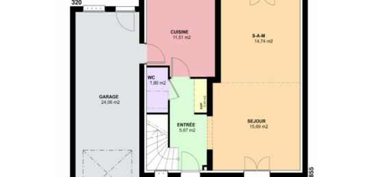 Plan de maison Surface terrain 101 m2 - 4 pièces - 3  chambres -  avec garage 