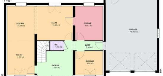 Plan de maison Surface terrain 151 m2 - 4 pièces - 3  chambres -  avec garage 