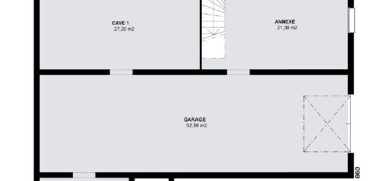 Plan de maison Surface terrain 100 m2 - 4 pièces - 3  chambres -  avec garage 