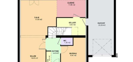 Plan de maison Surface terrain 129 m2 - 5 pièces - 4  chambres -  avec garage 