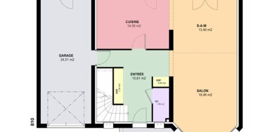 Plan de maison Surface terrain 115 m2 - 4 pièces - 3  chambres -  avec garage 